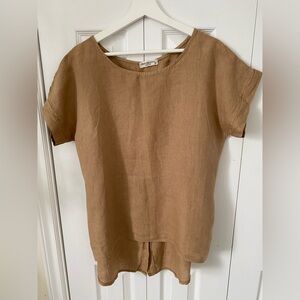 Terzo Millennio 100% natural line tunic Made in Italy MOP buttons back hi low M